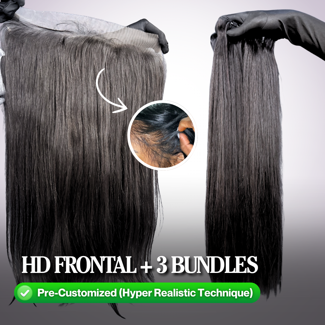 3 BUNDLES + 13x6 HD Lace (Hiper-Realista) Liso